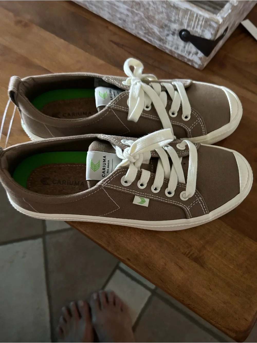 Cariuma Brown Canvas Sneakers with White Laces